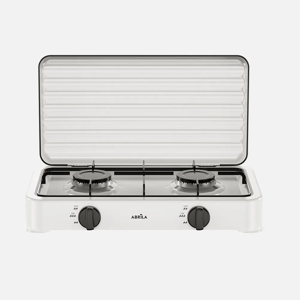 267415441 - Cocina A Gas Butano Foster Blanca 4400w 2quemador Solo Exterior,tapa Protecc.reg.int.6,5x46,5x26cm