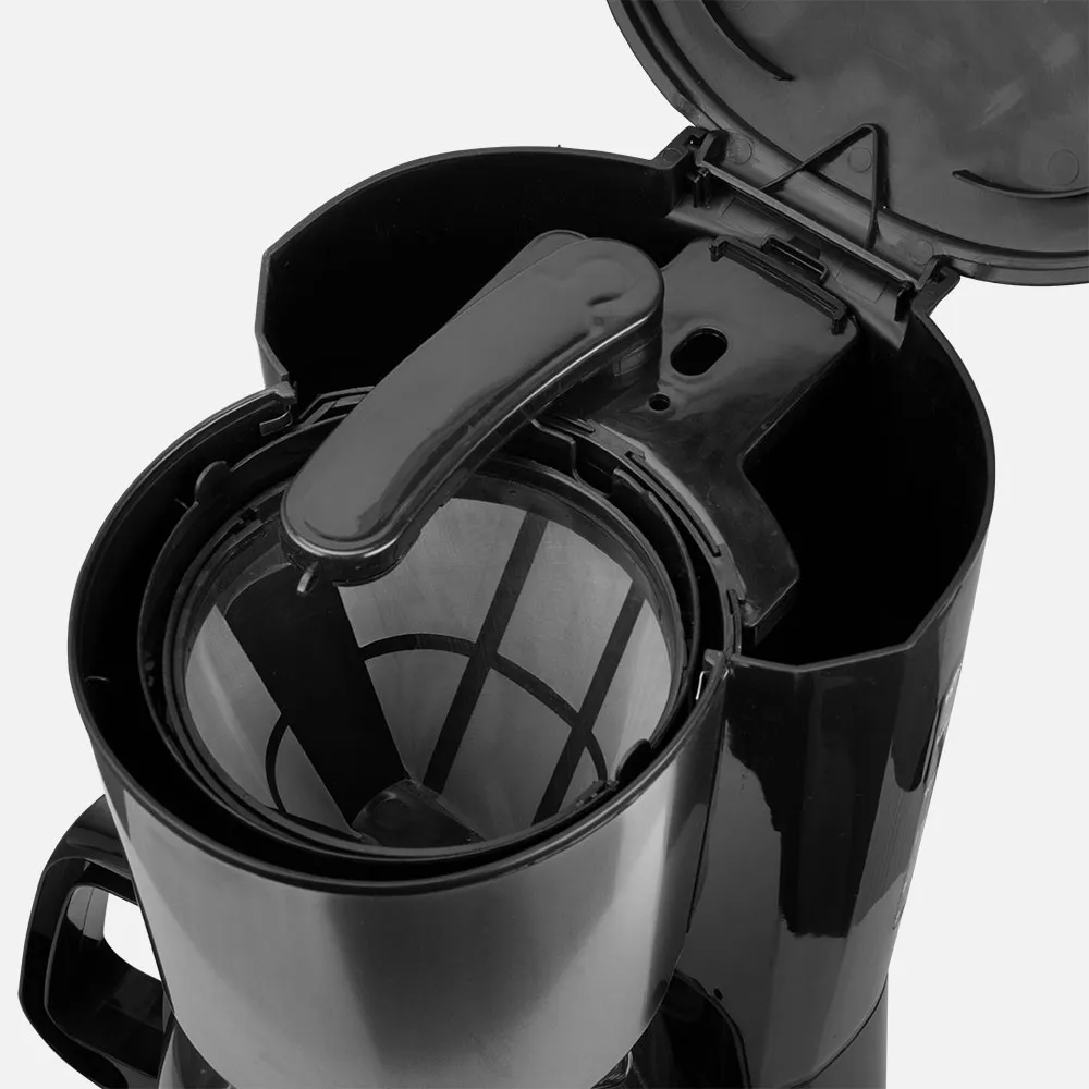 Cafetera De Goteo Gruta 15tazas Negro 900w Filtro Permanente Jarra Cristal 1,5l Acabado Acero Inox.