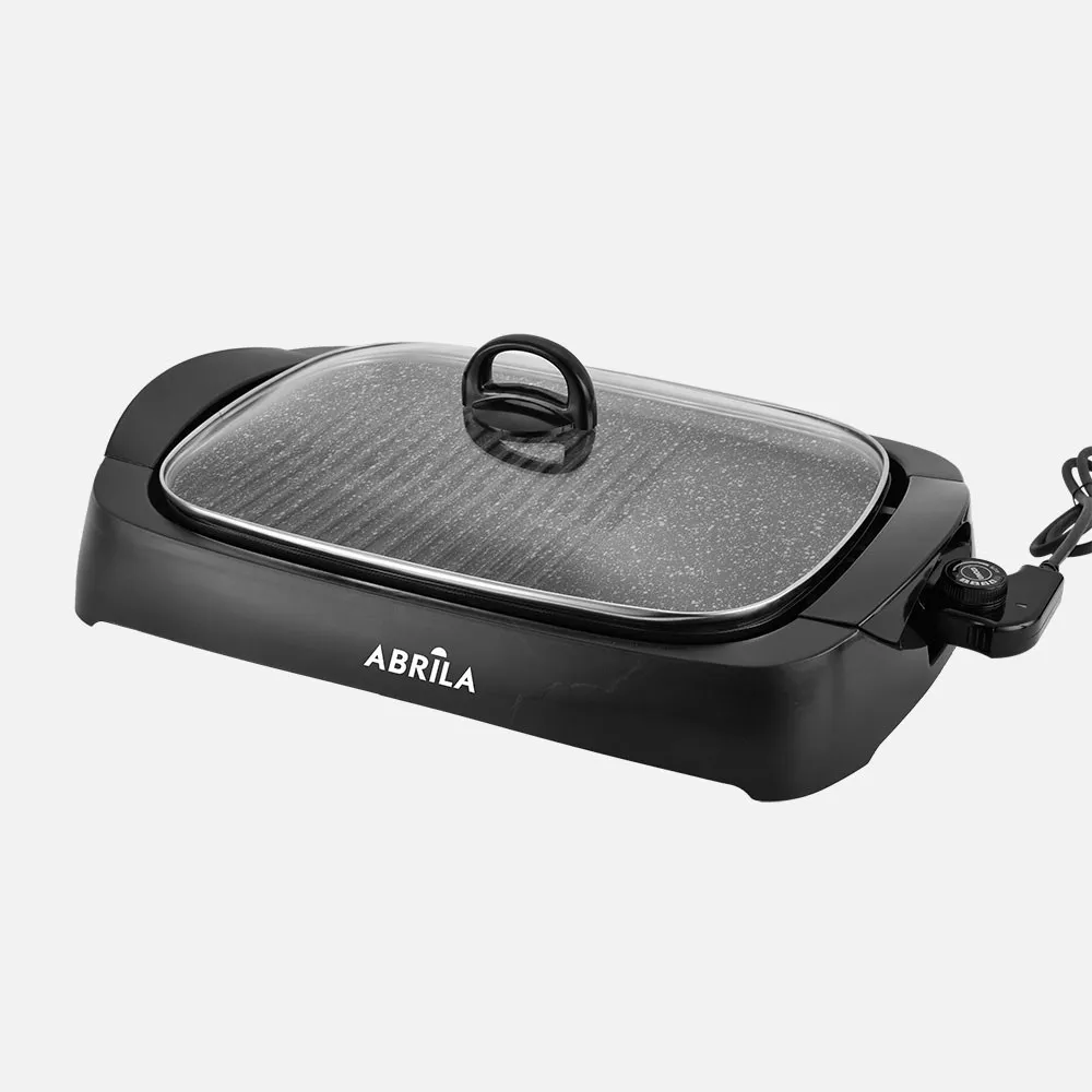 Plancha De Asar Y Gril C/tapa Sendai 2000w Negro Ceramica.Antiadherente Termost.reg.calentamiento Rapido 15,5x56x35cm
