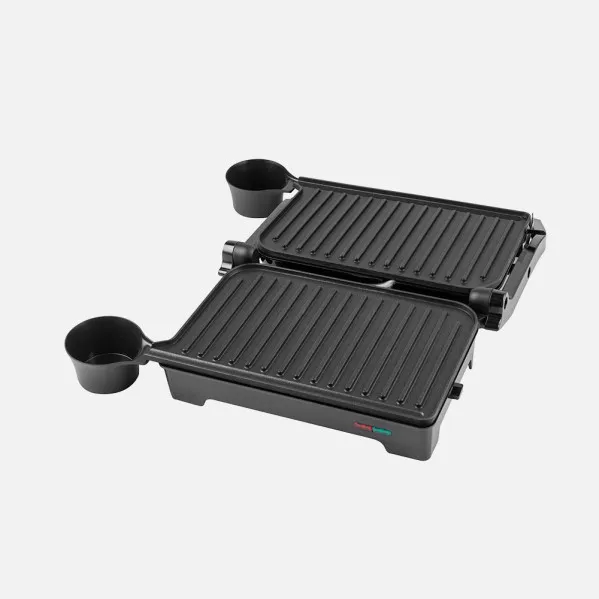 Grill Parrilla Rabion 1200w Negro Apertura 180º  Placa 26x16,5cm Antiadh.luz Ind.tact.fro 11,5x29,5x26cm
