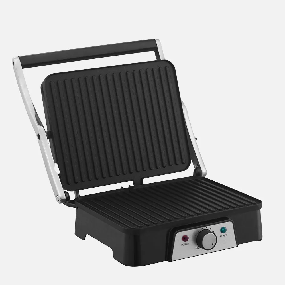 Grill Parrilla Marques 1600w Negro/acero Apertura180º Placa 29x23cm Antiadh.ac.inox.tacto Frio 15,5x33x30cm