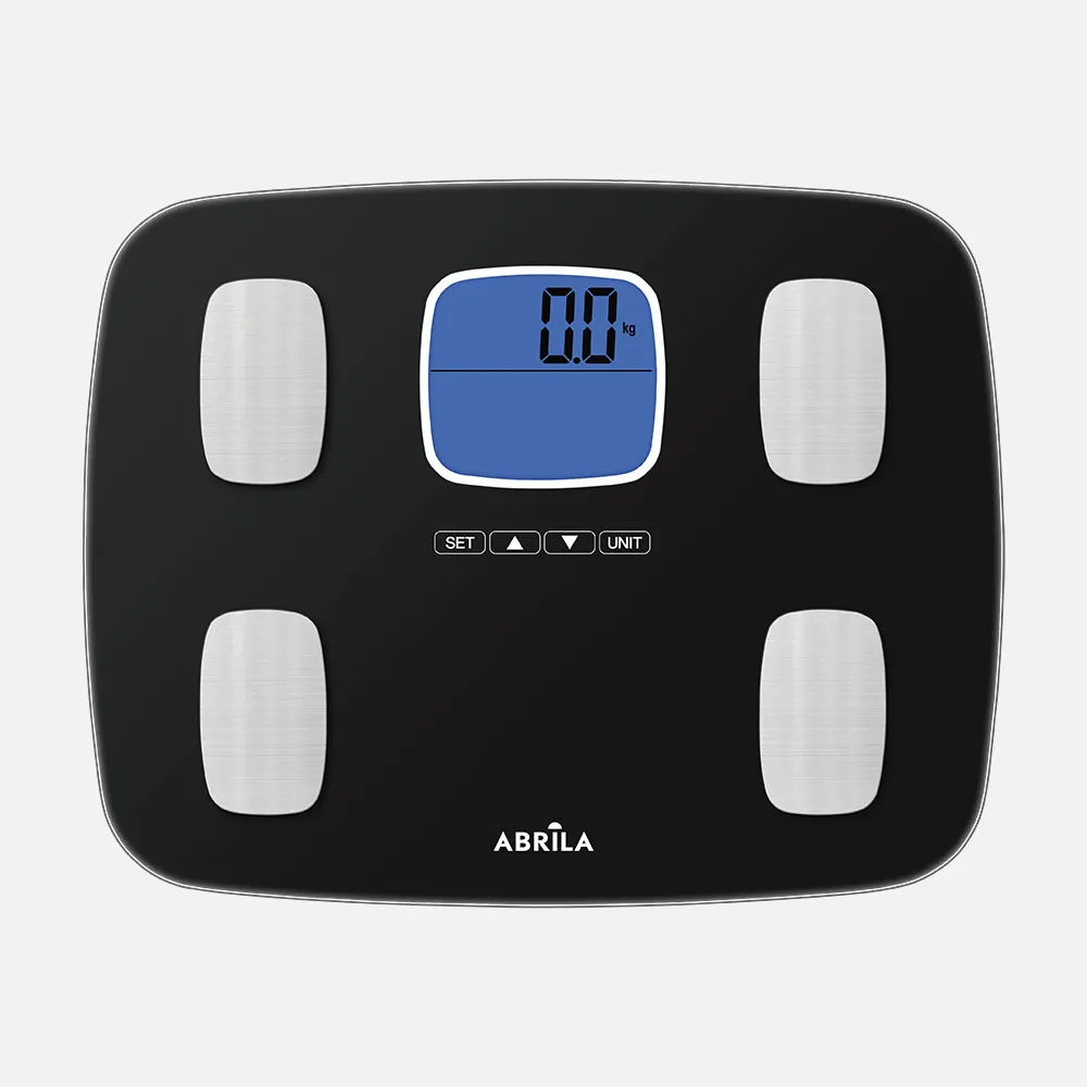 Bascula Baño Malia Cap.150kg Negro Vidrio Temp6mm Imc Display Analis.memoria10perfiles 2,5x32,5x25,5cm