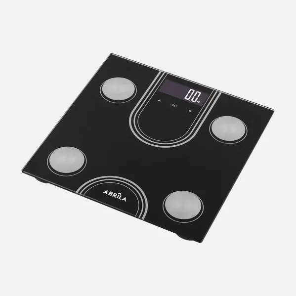 Bascula Baño Jacy Cap.180kg Negro Vidrio Temp5mm Imc Display Memoria10perfiles 2,3x28x28cm