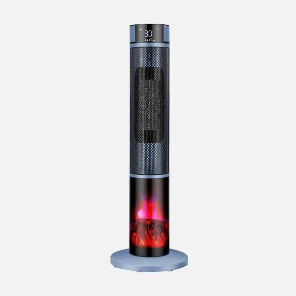 Termovent.vert.ceramico Everton Alto 2000w Azul/Negro C/remoto 2pot. 4fun.oscilante,antivuelco,efecto Llama 106x31x31cm