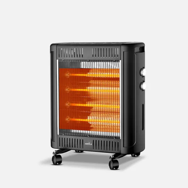 Quartz Electric Heater Kalinda Black 2400w 2pot Tip-over Protection Carry Handle And Swivel Wheels 53,5x55x23cm