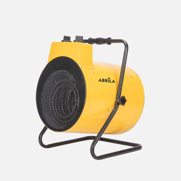 Fan Heater Industrial Stainless Steel Divity 9000w Yellow 3-setting 400v 3-phase Connection, Dimmable Thermostat, Safety, Carry Handle 46x36x32,5cm