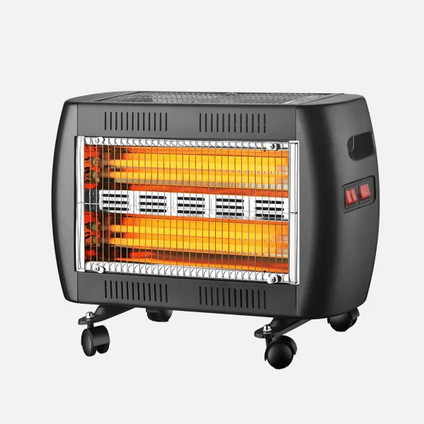 Quartz Electric Heater Tahara Black 2000w 5pot 5elem Tip-over Protection Carry Handle And Swivel Wheels 36,5x53x23cm