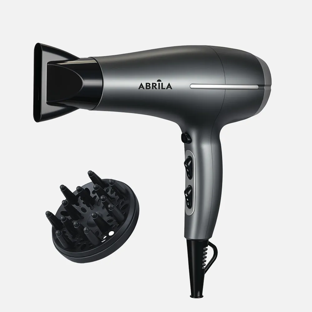 Secador Dc Yaqui Gris/plata 2200w 2vel.3temp.sist.ionico Concentrador.+difusor,funcion Frio,filtro Extraible 28x27,5x9cm