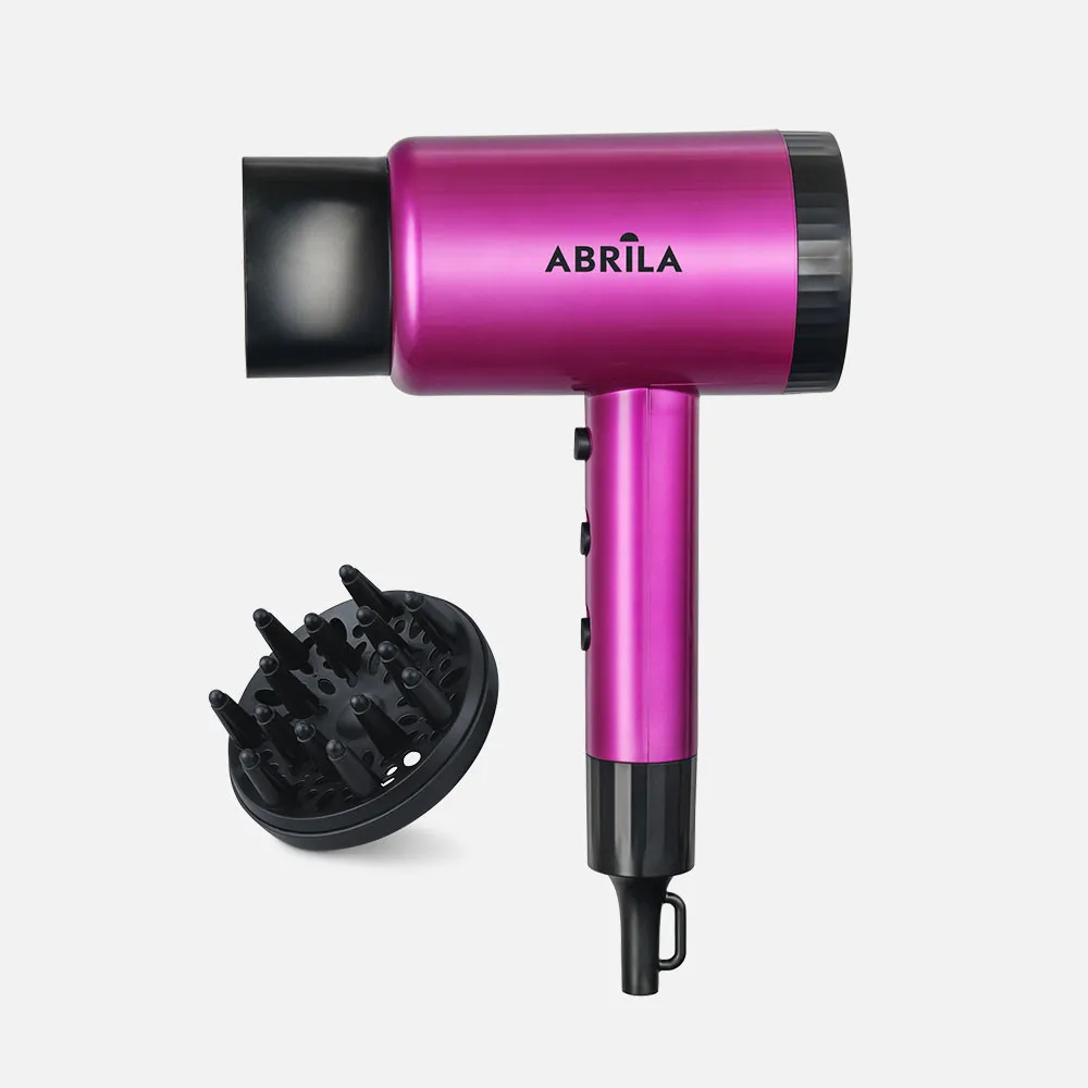 Secador Dc Yuman Lila/negro 2200w 2vel.3temp.sist.ionico Concentrador+difusor,funcion Frio,filtro Extraible 26x17,5x8cm