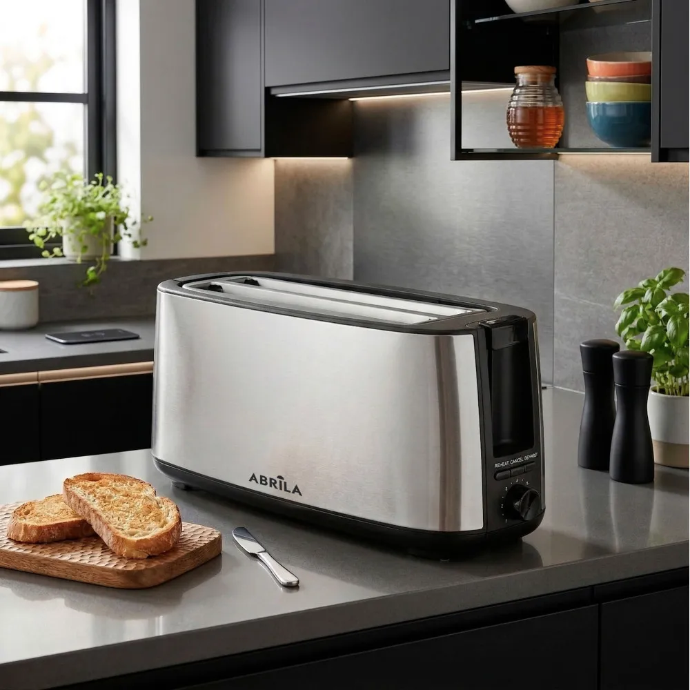 Tostador Pan Muga 1400w Negro/plata 7niv.tostado.descongelacion, Apag.automatico,2ranuras,recogemigas 17x38x14,5cm