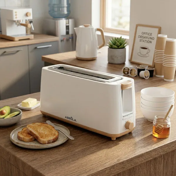 Toaster Yeltes 900w White/Beech 7 Levels Toasting, Defrosting, Automatic Shut-off, 1 Slot, Crumb Tray, 17x38x11,5cm