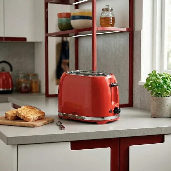 Tostador Pan Tambre 850w Rojo 7niv.tostado, Descongelacion,  Apagado.autom.2ranuras.recogemigas.19x28x17cm