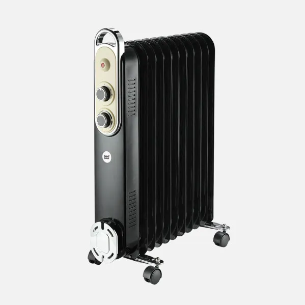 Radiador Aceite Amarantus 2500w 11elementos Negro/beis 3potencias Antivuelco Termostato Reg. Seguridad Asa 62,5x48x24cm