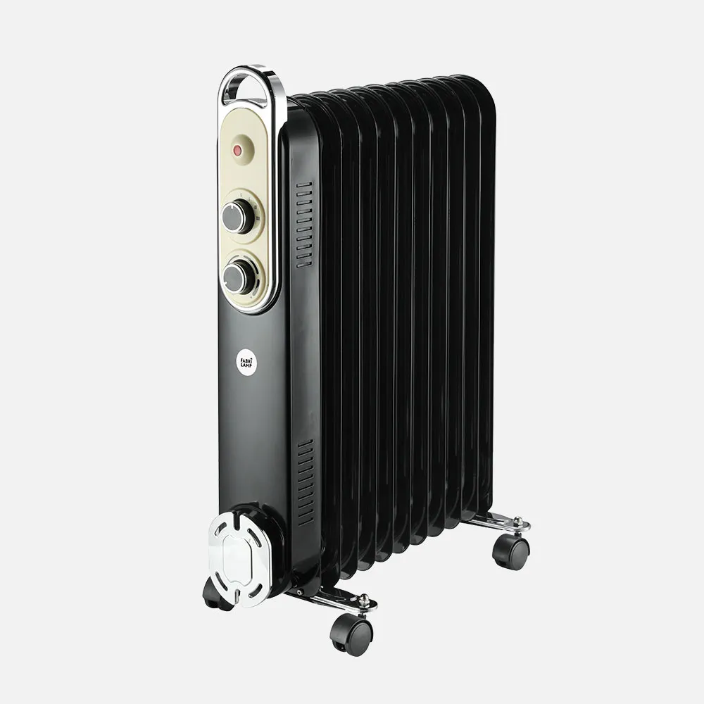 Radiador Aceite Amarantus 2500w 11elementos Negro/beis 3potencias Antivuelco Termostato Reg. Seguridad Asa 62,5x48x24cm