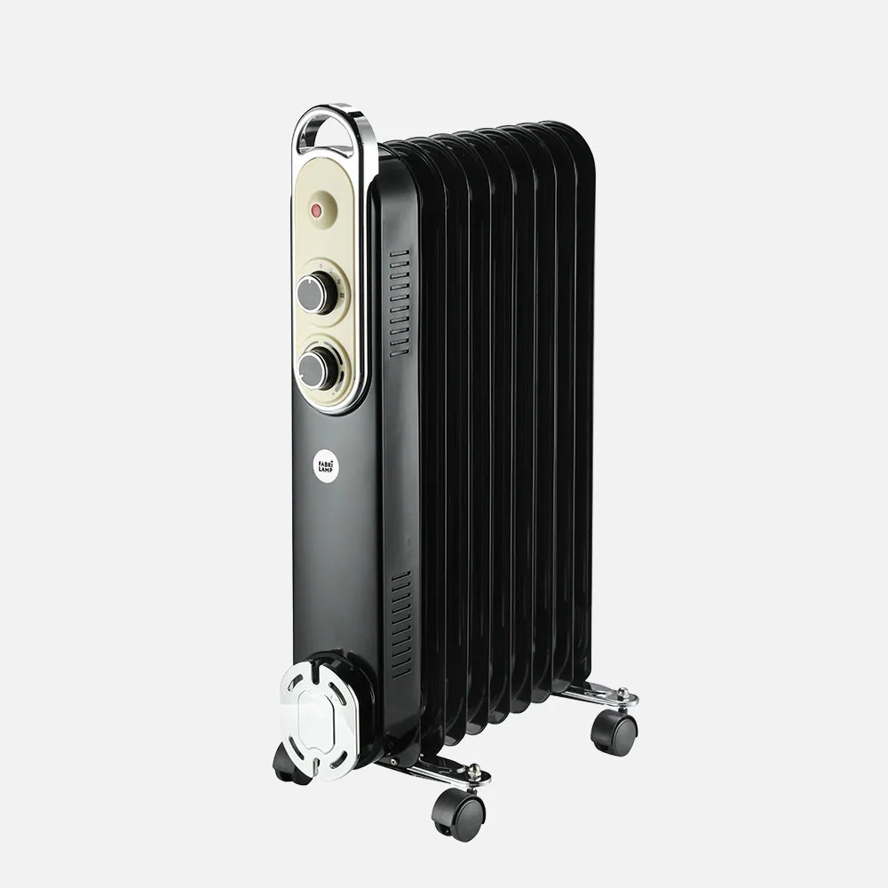 231132008 - Oil Radiator Amarantus 2000w 9 elements Black/beige 3 power levels Tip-over protection Thermostat Reg. Safety carry handle 62,5x40,5x24cm