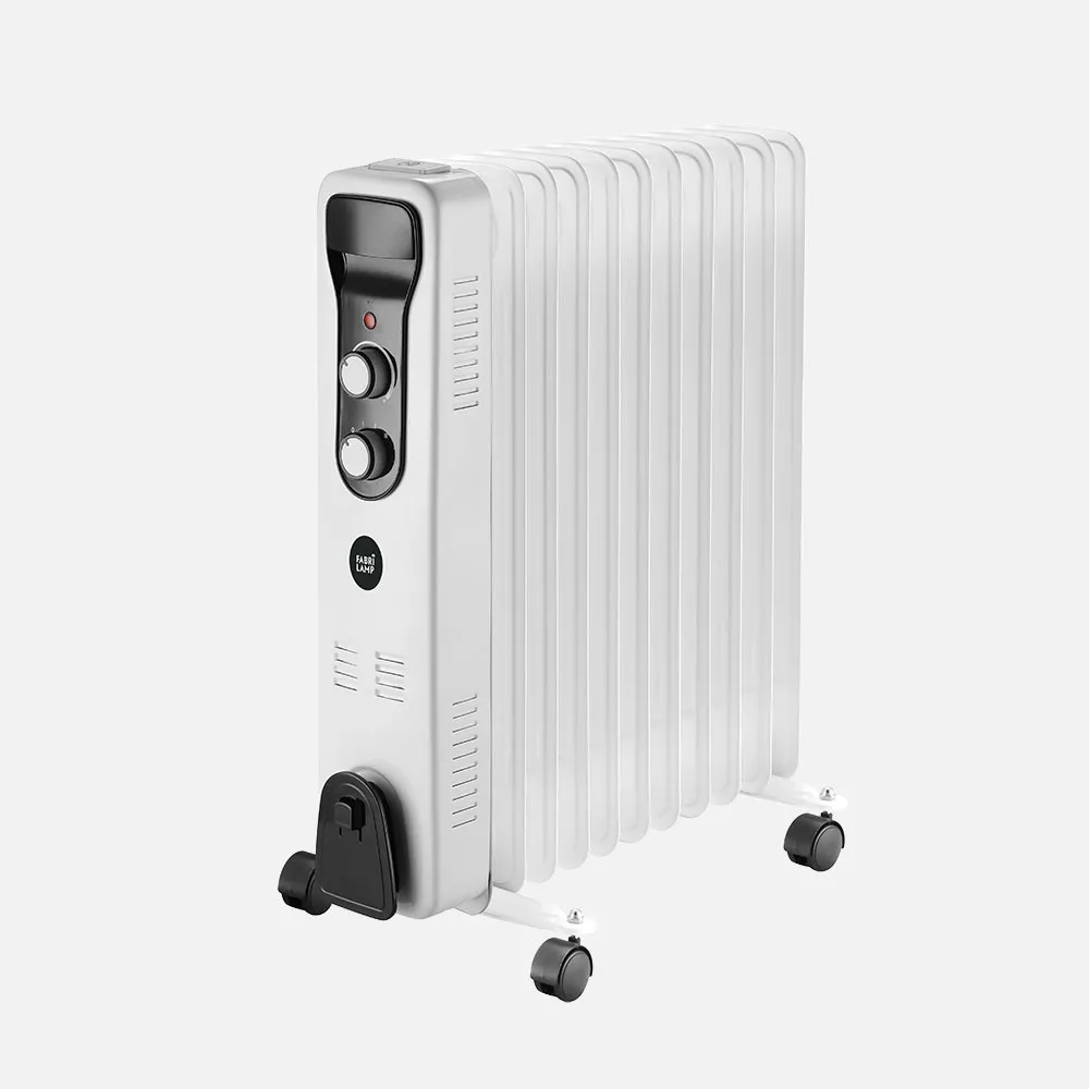 Radiador Aceite Brasilia 2500w 11elem.blanco/negro 3potencias Antivuelco Termostato Reg.seguridad.asa 59,5x48x24cm