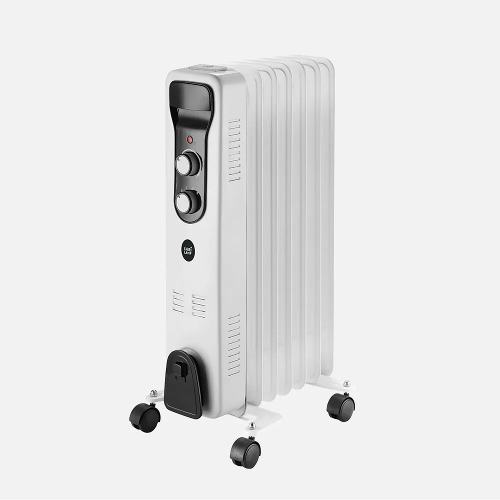 Radiador Aceite Brasilia 1500w 7elementos Blanco/negro 3potencias Antivuelco Termostato Reg.seguriadad Asa 59,5x33x24cm