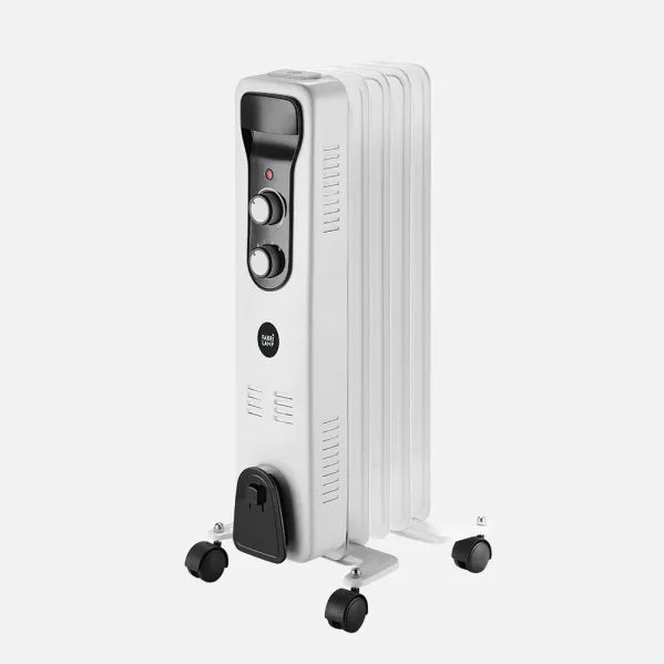 Oil Radiator Brasilia 1000w 5 elements White/black 3 power levels Tip-over protection Thermostat Reg. safety carry handle 59,5x25,5x24cm