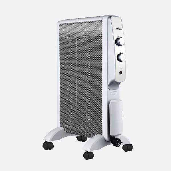 Mica radiator Abrigo 1500w 3 elements White/silver 2 powers Tip-over protection, indicator light, dimmable thermostat 61,5x47x26,5cm