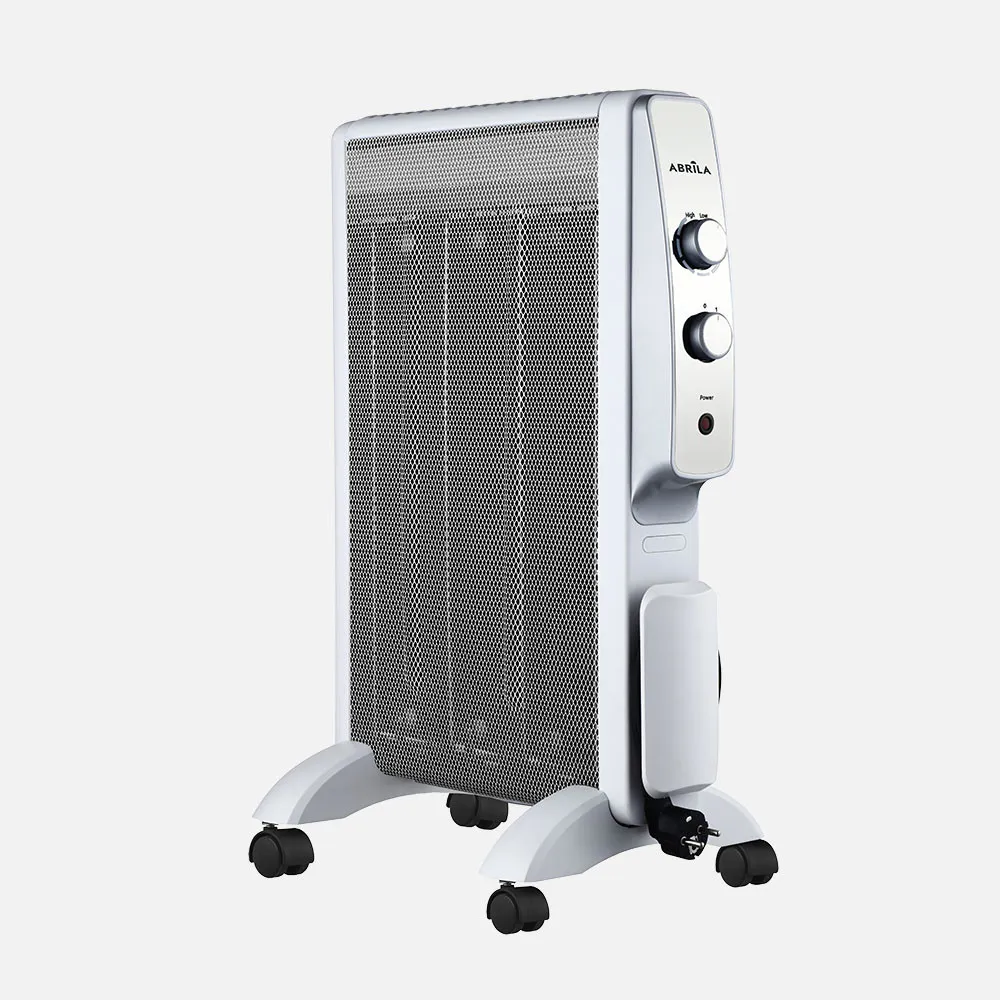 202011574 - Mica radiator Abrigo 1500w 3 elements White/silver 2 powers Tip-over protection, indicator light, dimmable thermostat 61,5x47x26,5cm