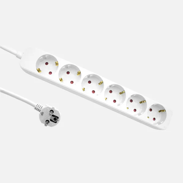 Alargadera Florey Cable 1,5m 3gx1,5mm2, 6sockets White  4x4x29cm