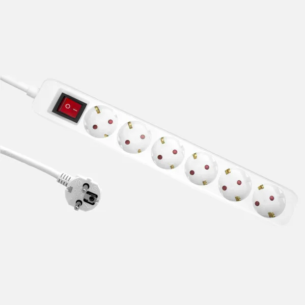 Alargadera Florey Cable 3m 3gx1,5mm2, 6sockets+switch White Protecc.For Boys 4x4x32cm