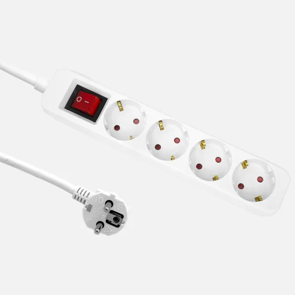 Alargadera Florey Cable 3m 3gx1,5mm2, 4sockets+switchs White Protecc.For Boys 4x5x24cm