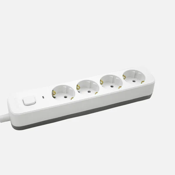 Alargadera Dalton C/cable 3m 3gx1,5mm White/grey 4sockets+switch,prtotecc.For Boys, Luminous Indicator 4x5x25cm