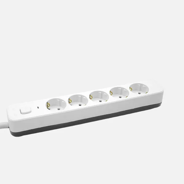 Alargadera Dalton C/cable 1,5m 3gx1,5mm White/grey 5sockets+switch,prtotecc.For Boys, Luminous Indicator  4x5x31cm