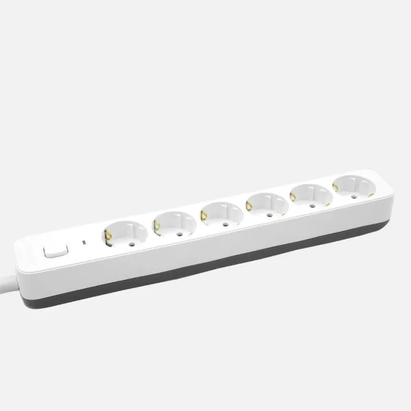 Alargadera Dalton C/cable 3m 3gx1,5mm White/grey 6sockets+switch,prtotecc.For Boys, Luminous Indicator 4x5x33cm