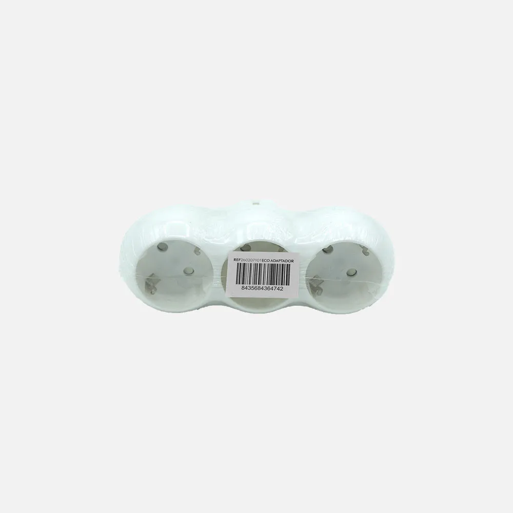 Eco Adaptador 3tomas Retractil Mod7 2p+e 16a 230v Blanco Protecc. Infantil 5x14x8cm
