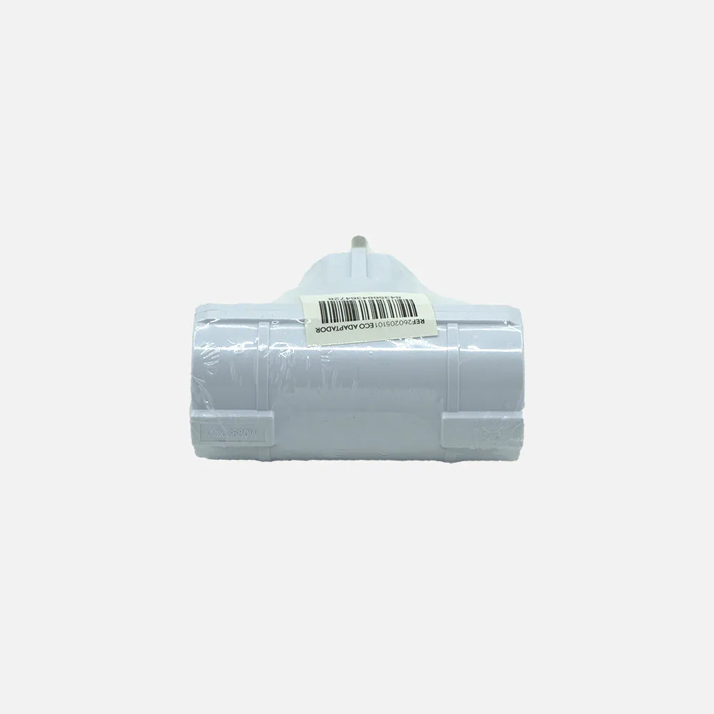 Eco Adaptador 2tomas Retract.mod5 2p+e 16a 230v Blanco Protecc. Infantil 4x8,5x10cm