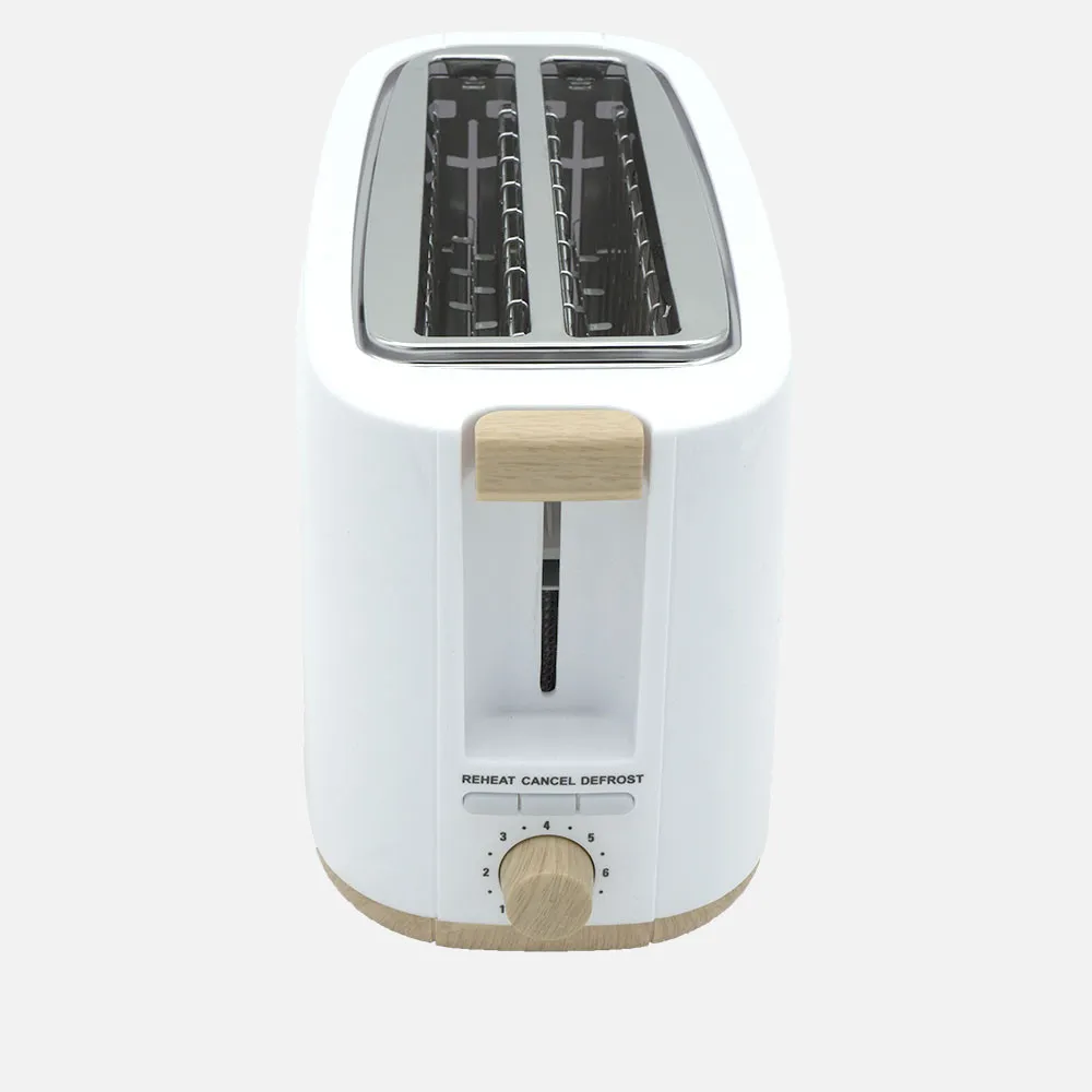 Tostador Pan Eume 1400w Blanco/haya 7niveles Tostado,descongelacion,  Apag.automatico,2ranuras,recogemigas 17x38x14,5cm