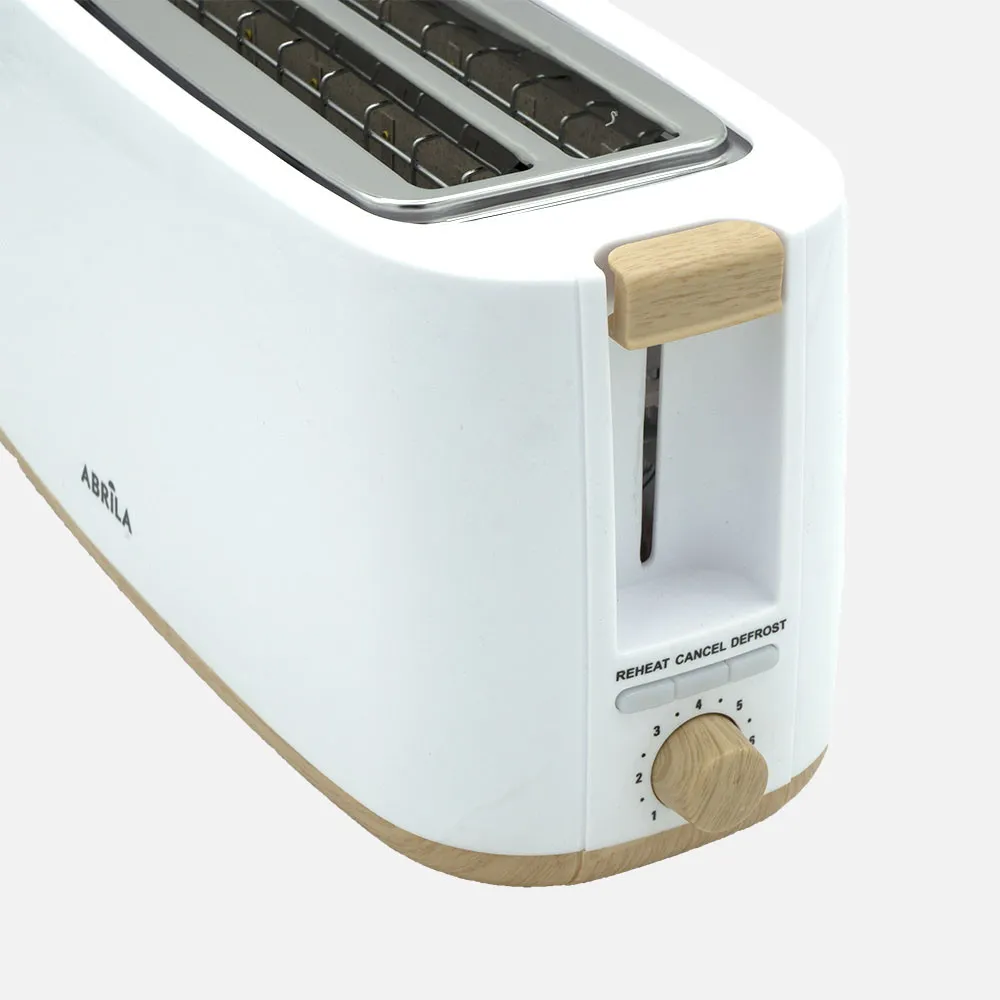 Tostador Pan Eume 1400w Blanco/haya 7niveles Tostado,descongelacion,  Apag.automatico,2ranuras,recogemigas 17x38x14,5cm