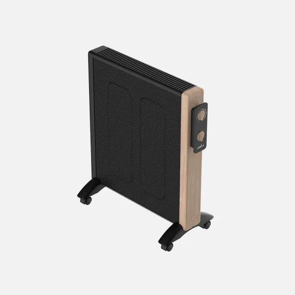 Radiador De Mica Badin 2000w Negro/madera 2pot Antivuelco 4elem.Termostato.reg.asa Y Ruedas 63x53x27cm