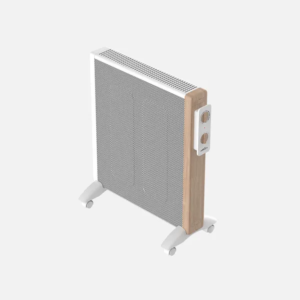 Radiador De Mica Badin 2000w Blanco/madera 2pot Antivuelco  4elem. Termostato Reg.asa Y Ruedas 63x53x27cm