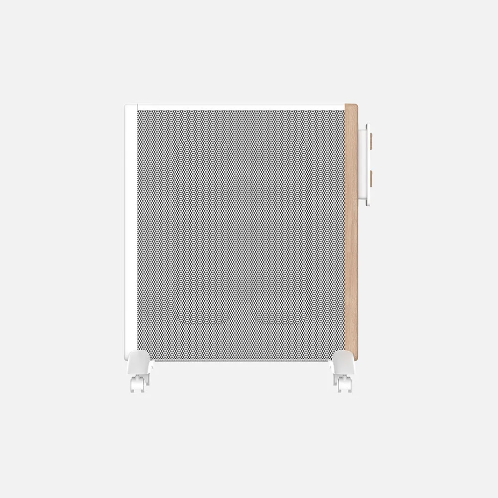 Radiador De Mica Badin 2000w Blanco/madera 2pot Antivuelco  4elem. Termostato Reg.asa Y Ruedas 63x53x27cm