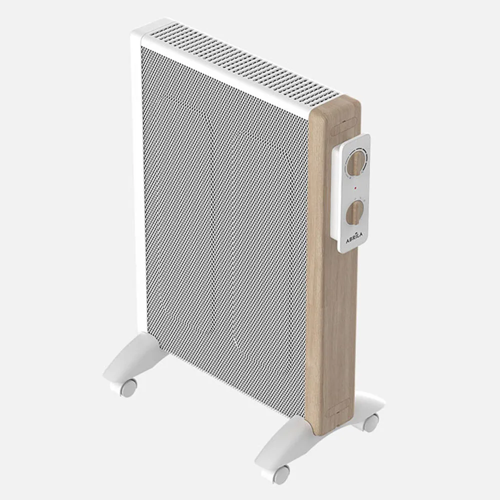 Radiador De Mica Badin 1500w Blanco/madera 2pot Antivuelco 3elem.Termostato Reg.asa Y Ruedas 63x44x27cm
