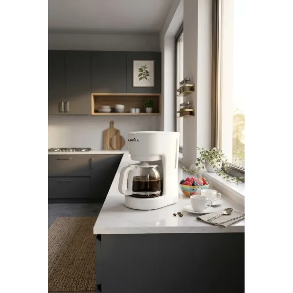 Cafetera De Goteo Valkiria 12tazas Blanco 680w Filtro Permanente Jarra Cristal 1,2l Placa Calorif. 29x18x22cm