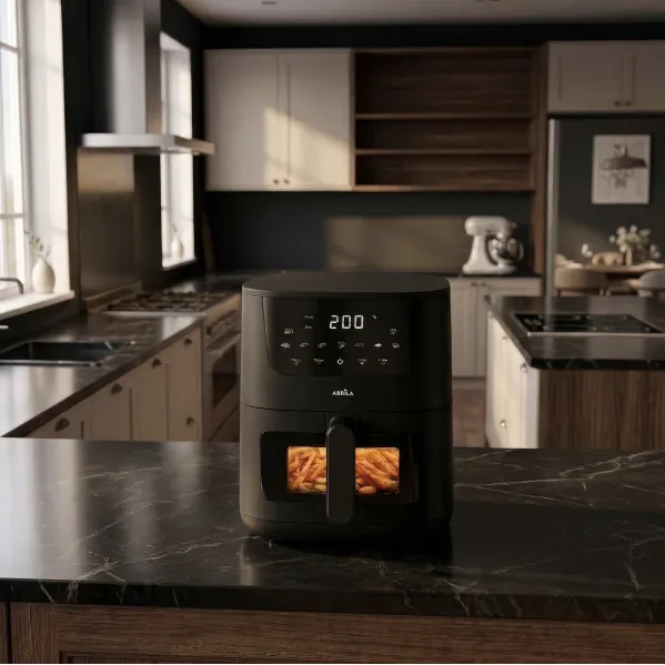 Freidora De Aire Panpa 5l 1500w Negro C/ventana Display Tactil Temporizador Termost.80º A 200º 32,5x30x37,5cm