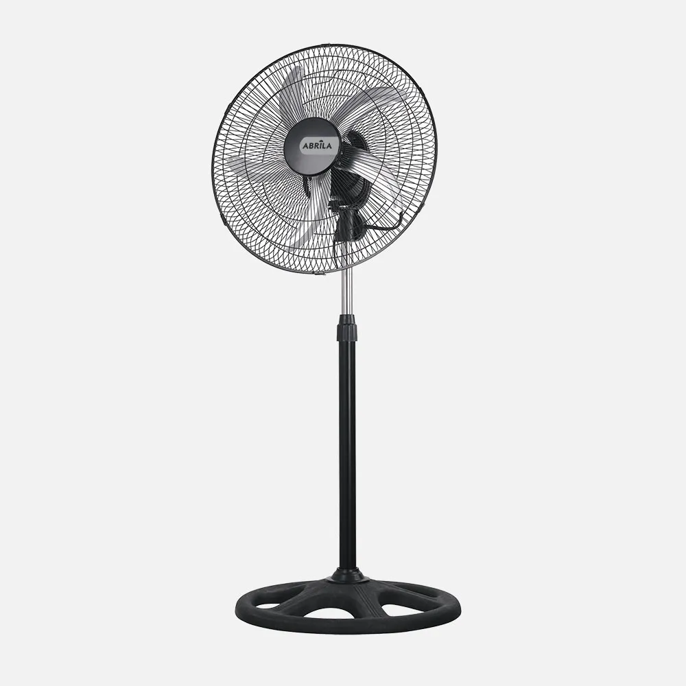 Ventilador De Pie Reforzado Negro 3 Vel. 75W 5 Aspas Aluminio Plata Giro 360 Regx50x50 Cm