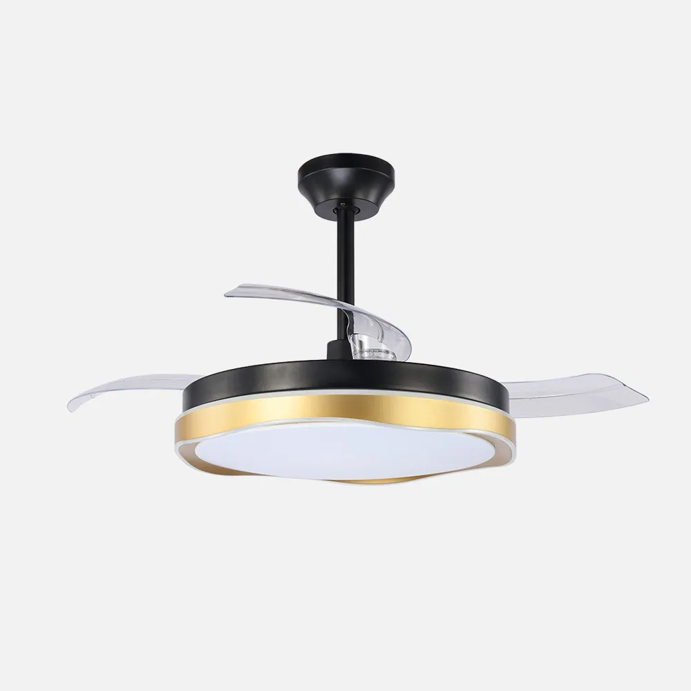 Ventilador Dc Blondi Negro/oro 60w 3aspas 106d 6980lm 6vel 3000k,4500k,6500k, Reg.intensidad+Remoto+temporizador+memoria