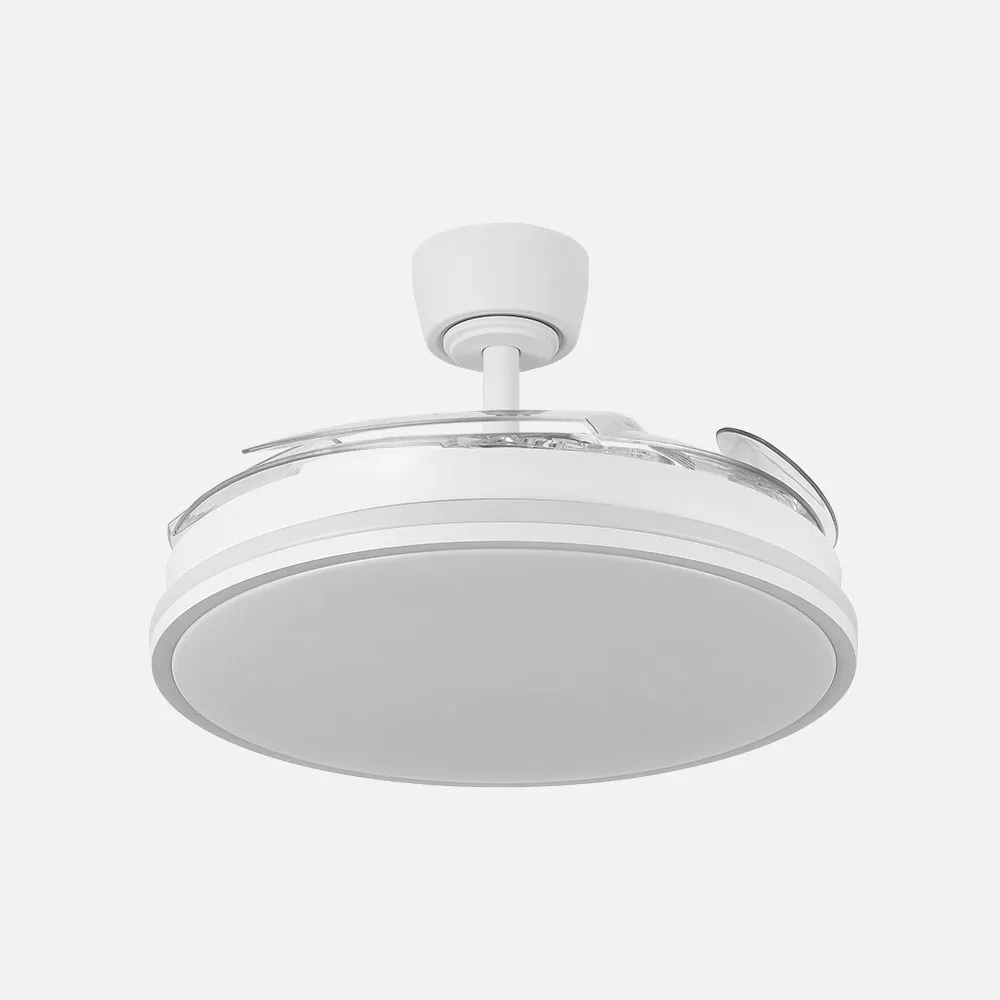 Ventilador Dc Guerrero 59w Blanco 4asp 107d 6980lm 3000-4000-6000k Remoto,reg.intensidad,temporizador,memoria