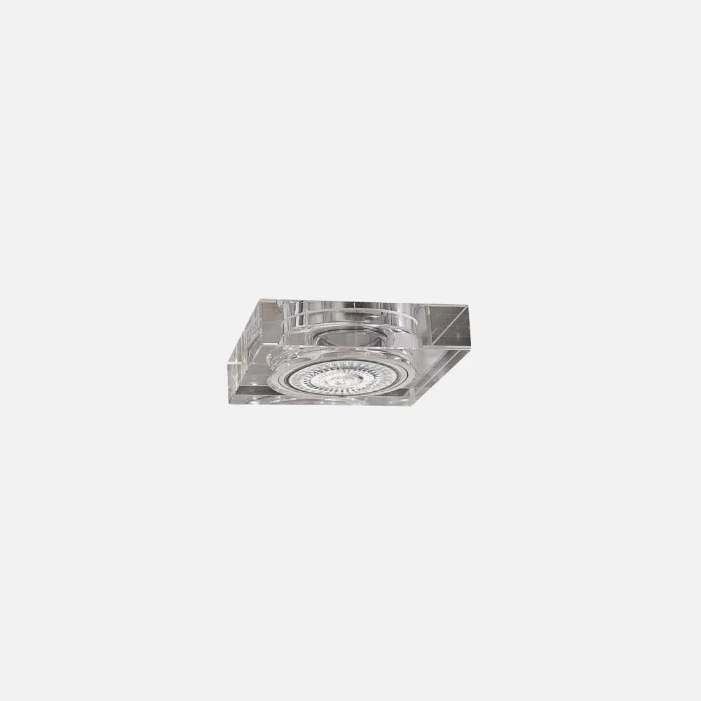 Empotrable Cristal Serie Landa 1xgu10 Cuadrado 9x9 Grosor 2cm Transp.