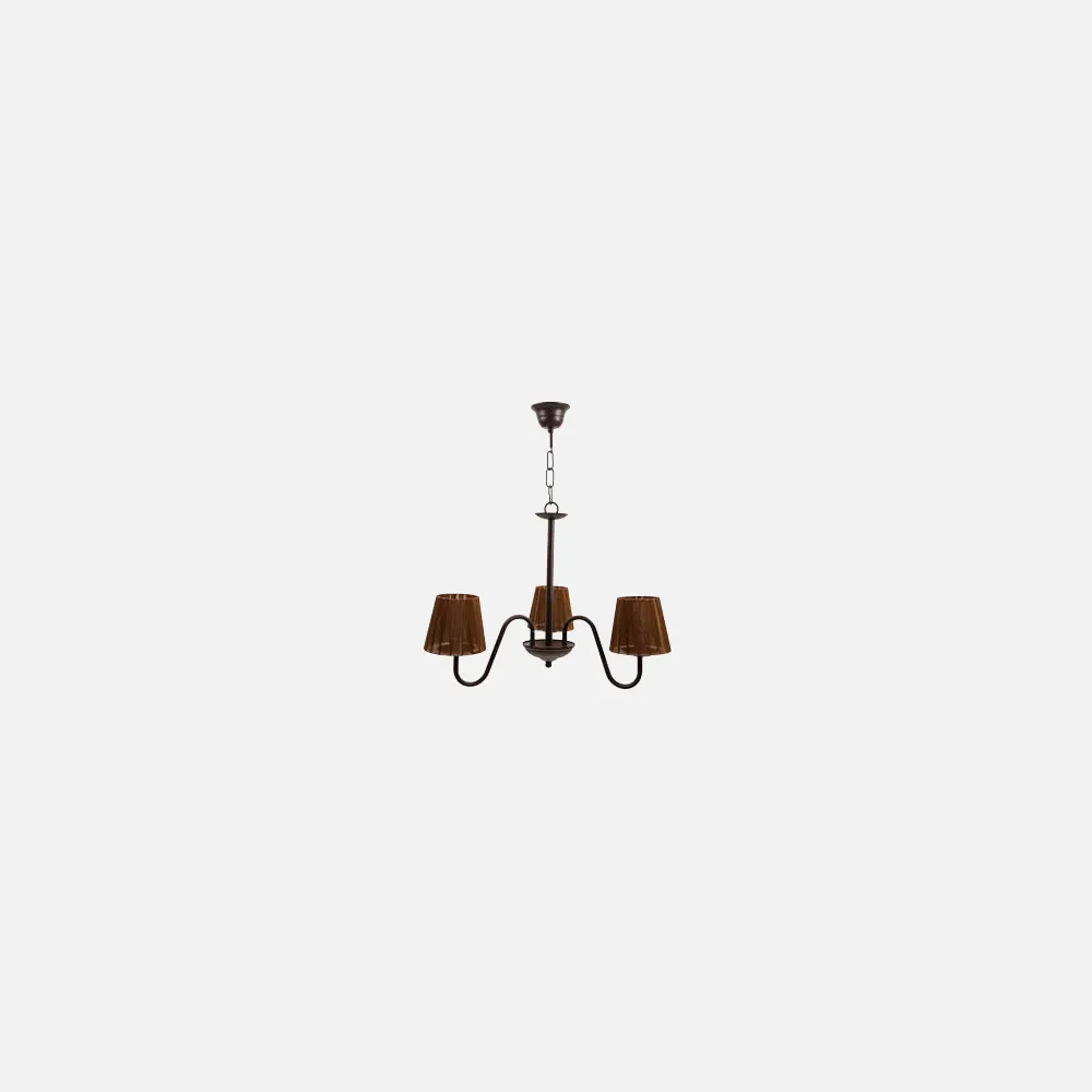 Lampara Serie Nancy Forja Marron 3xe14 C/pantalla 38x50