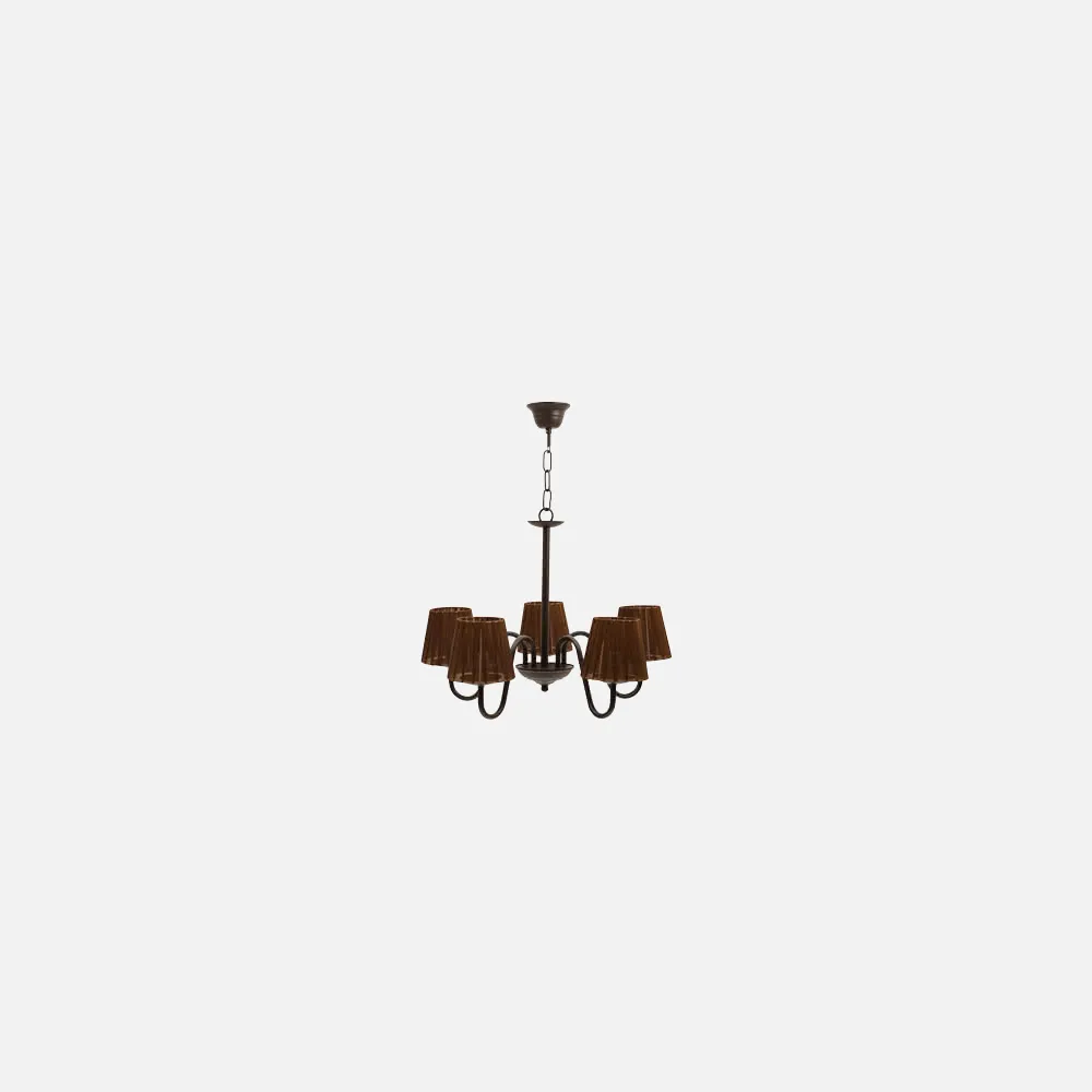 Lampara Serie Nancy Forja Marron 5xe14 C/pantalla 38x50