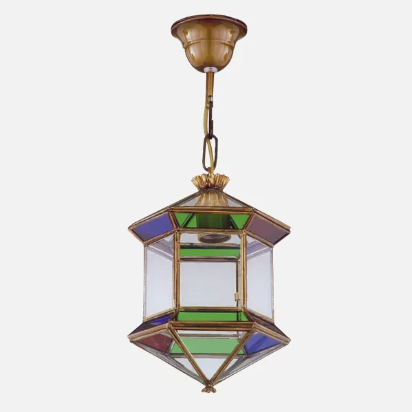 Lanterna Hexagonal Granadina 1xe27 Cores REGx21x21 Cm