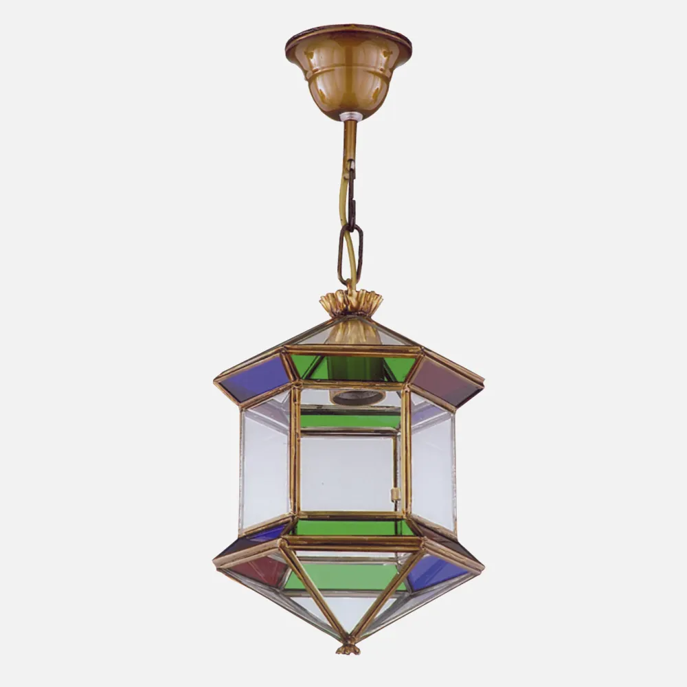 1.973-COLORES - Farol Granadino Hexagonal 1xe27 Colores REGx21x21 Cm