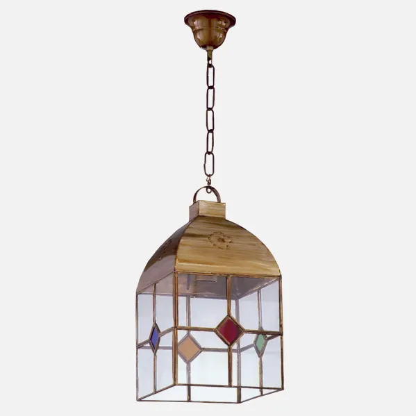 Lantern Granadino 4 Big Faces 1xe27 Leather/colours REGx20x20 Cm