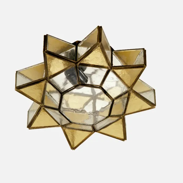 Plafon/aplique 1xe27 Ambarina Cuero/ambar 12x35x35 Cm